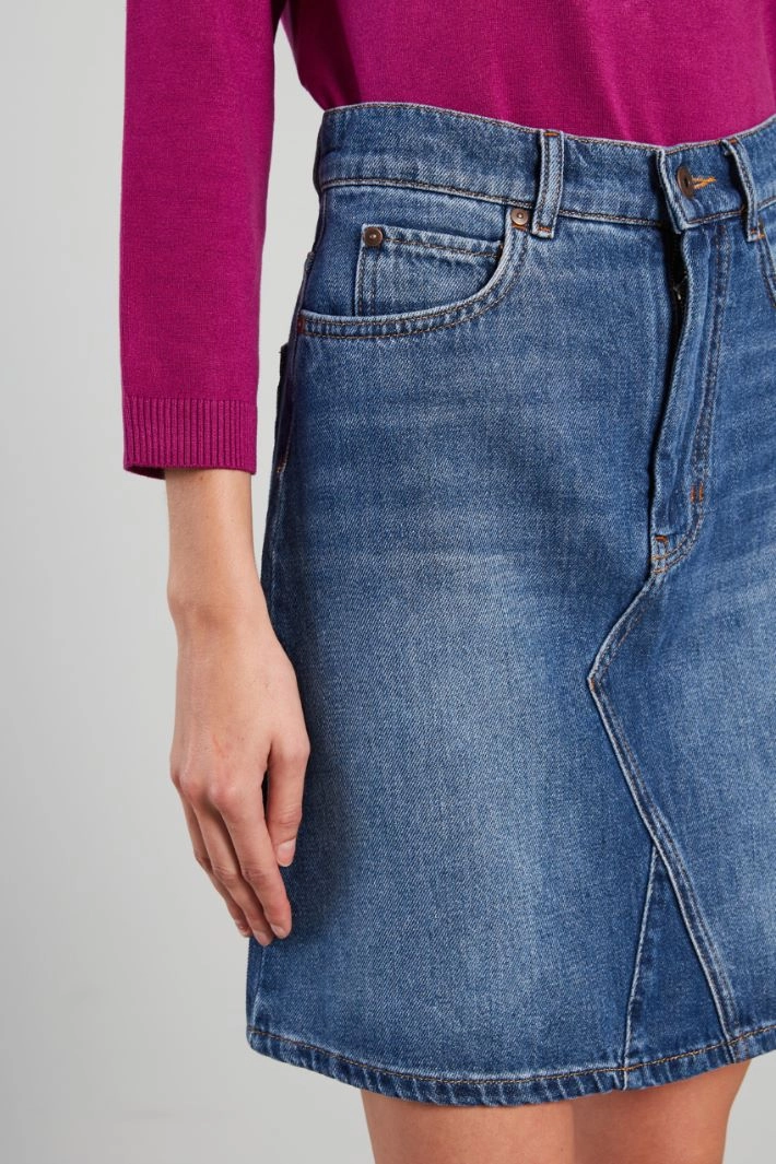 A-line denim skirt - DENIM BLUE