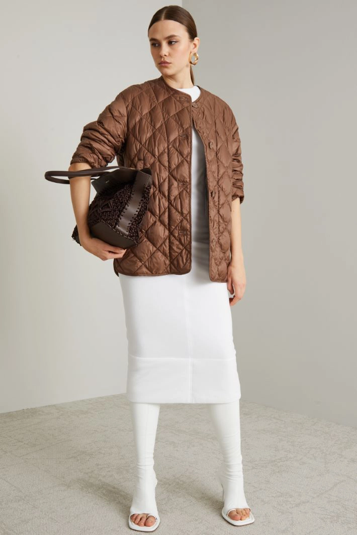 Water resistant quilted jacket - CHOCOLATE