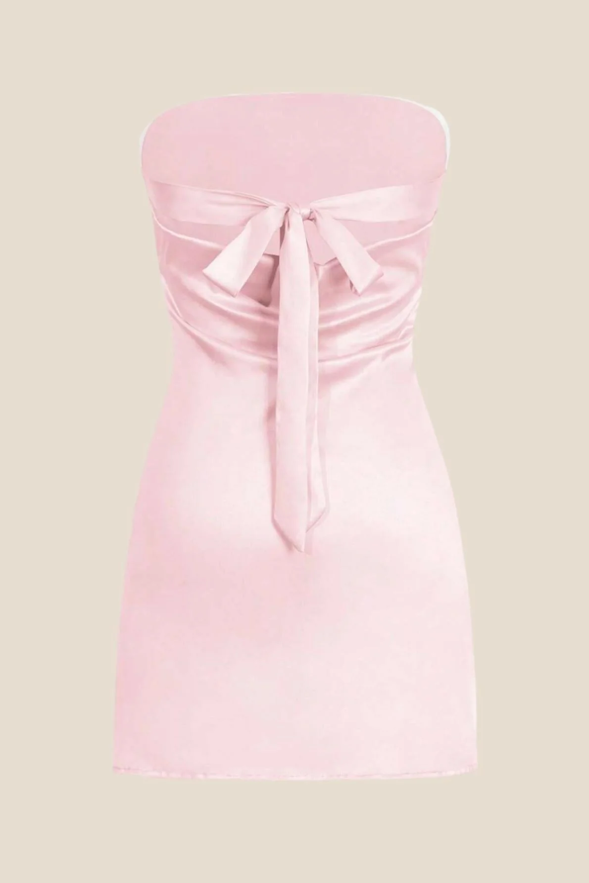 Strapless Pink Back Tie Short Dress