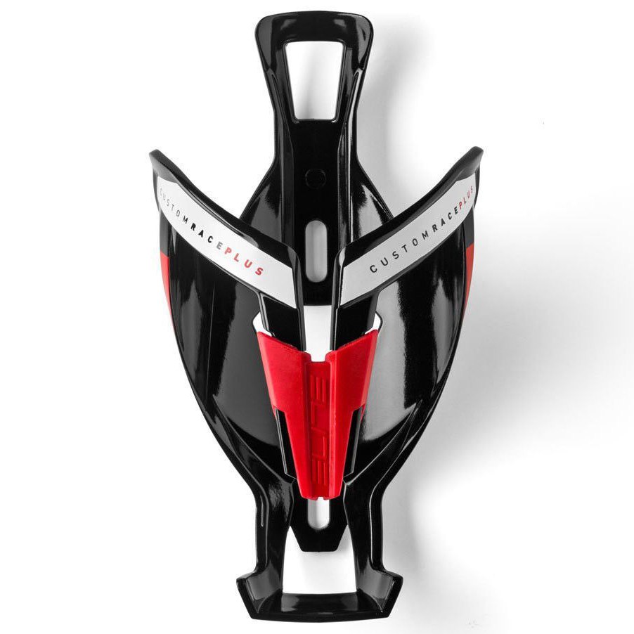 Elite Custom Race Plus Bottle Cage - black glossy/white graphic
