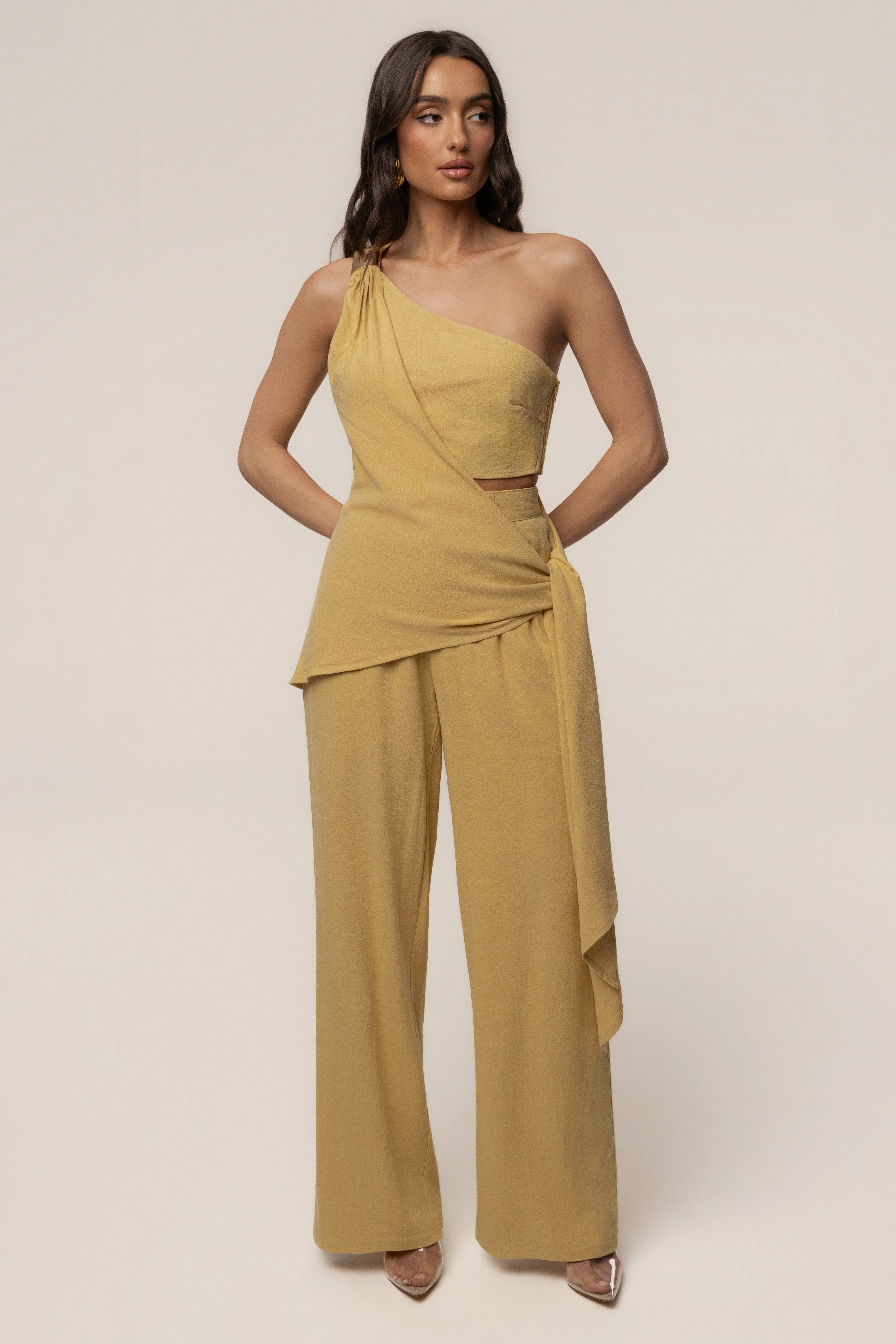 Yellow Palmera One Shoulder Top
