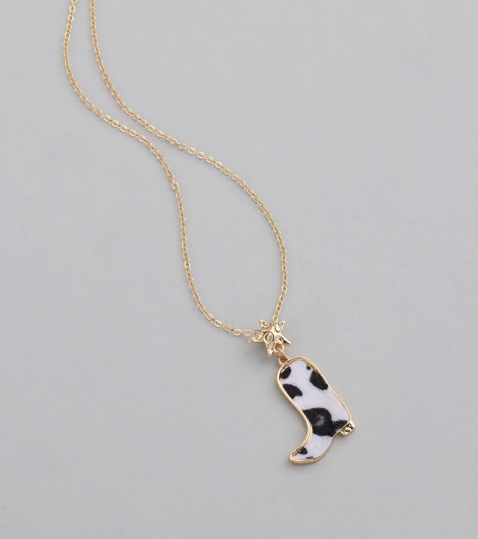 Southern Charm Faux Fur Cowboy Boot Necklace