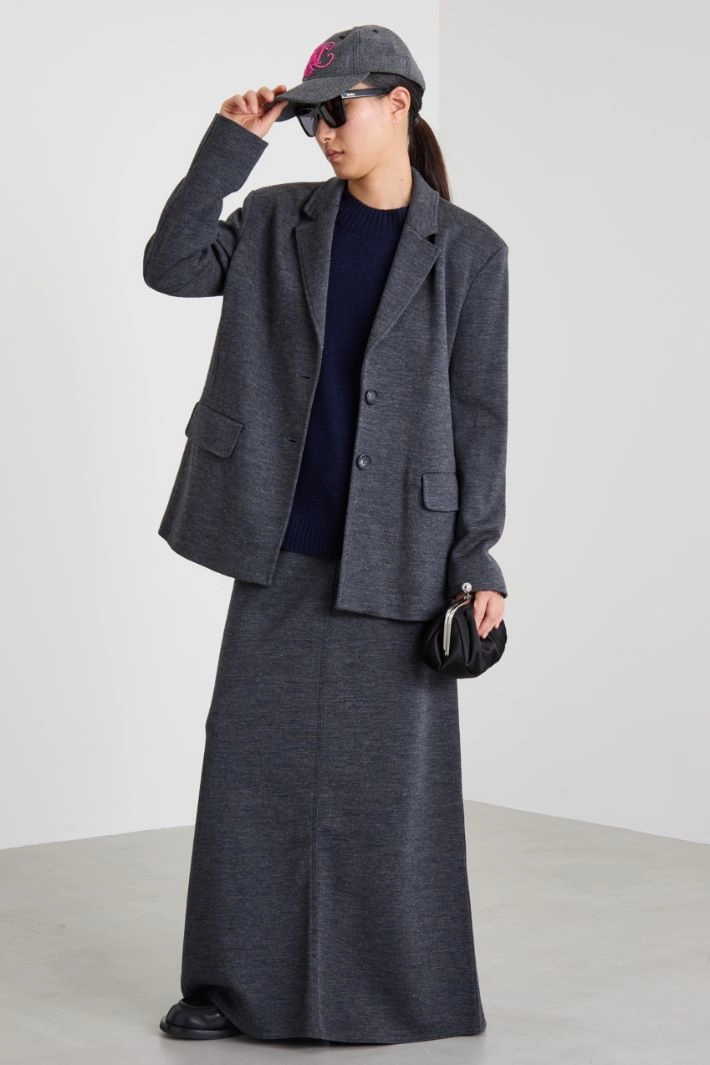 Wool jersey blazer - DARK GREY