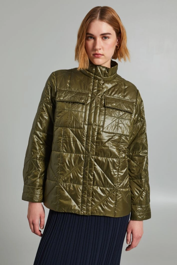 Puffer jacket with belt - MILITARY GREEN