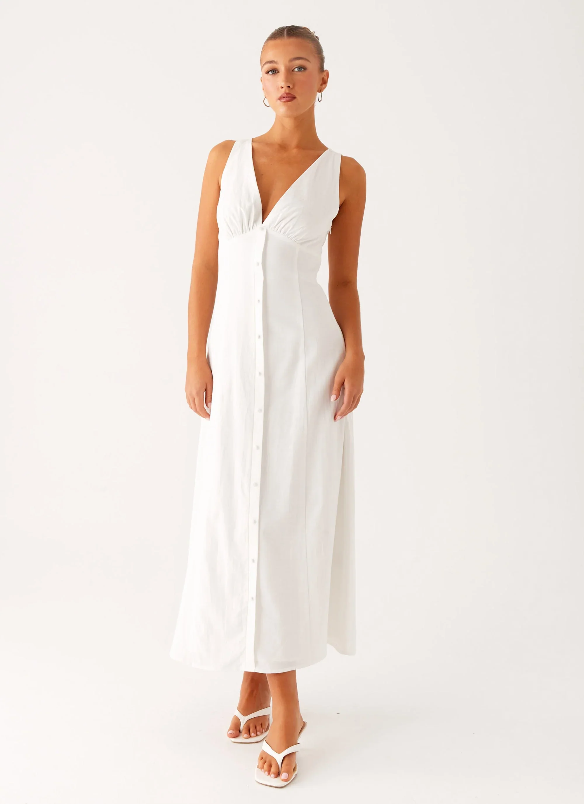 Tamsin Linen Maxi Dress - White