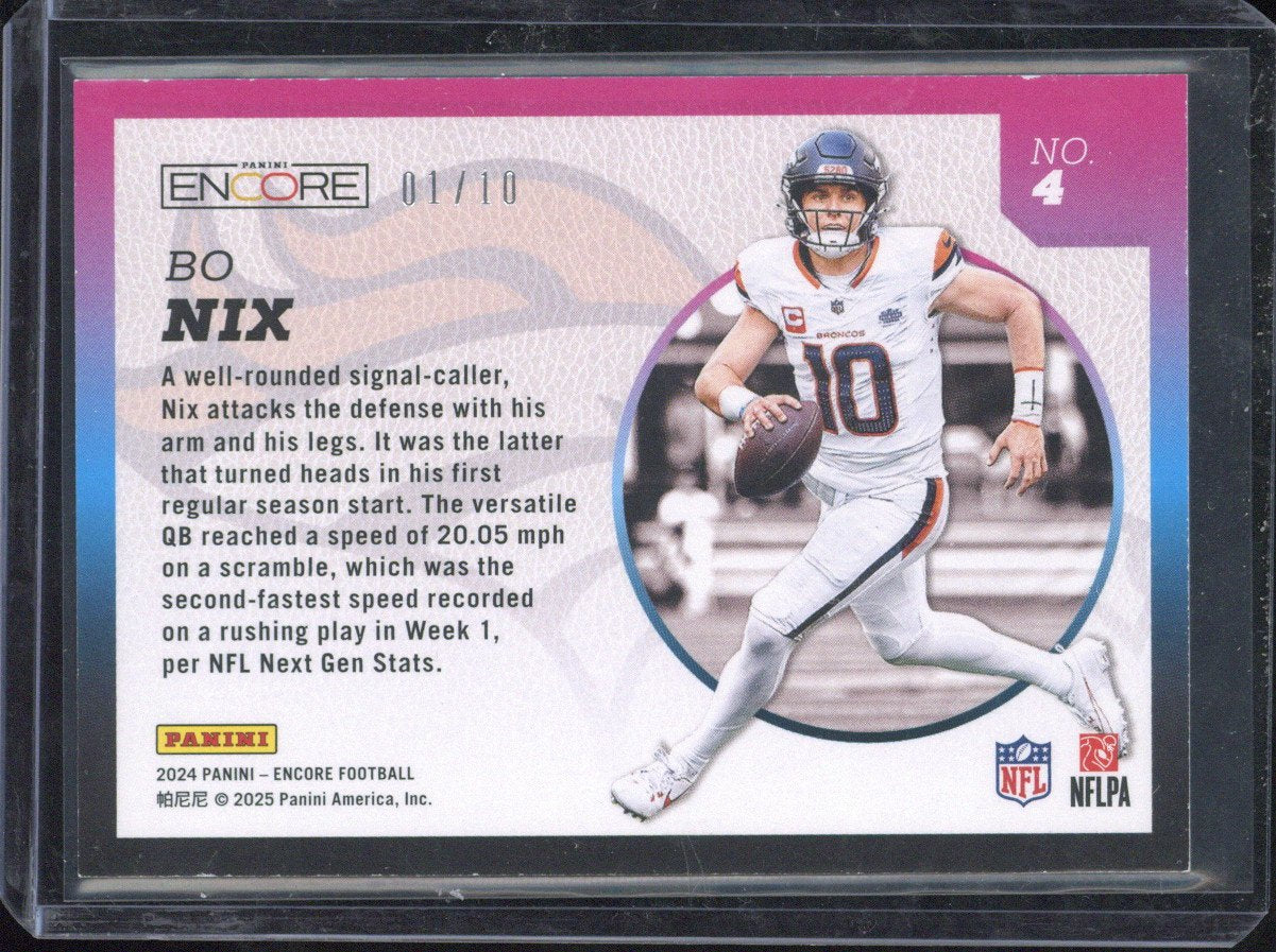 2024 Panini Encore Football Bo Nix RC /10 #4