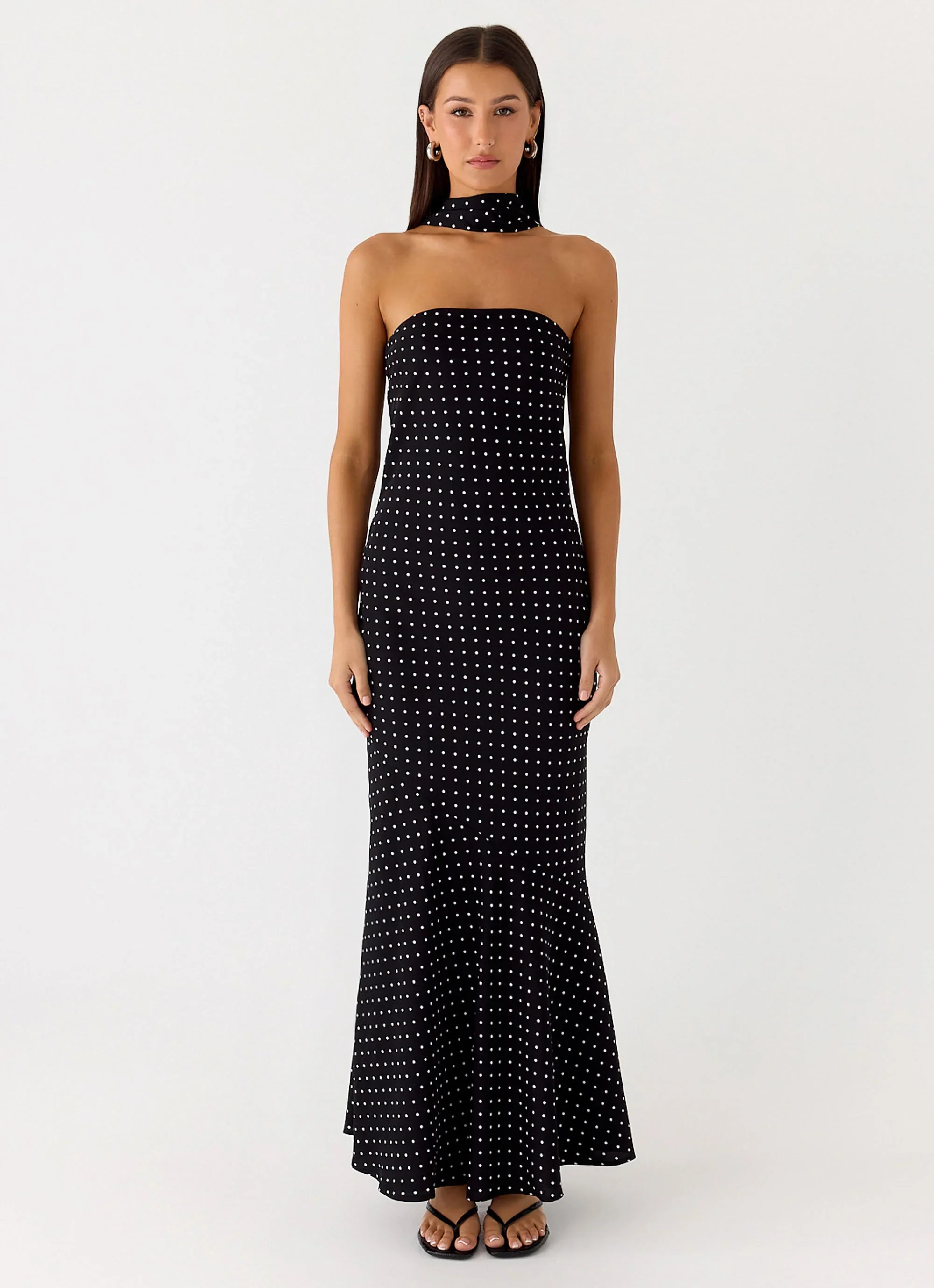 Under The Pagoda Maxi Dress - Black Polkadot
