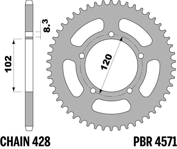 Standard PBR steel crown 4571 - 428 47 teethRef: Pbr01627A / 1149732001