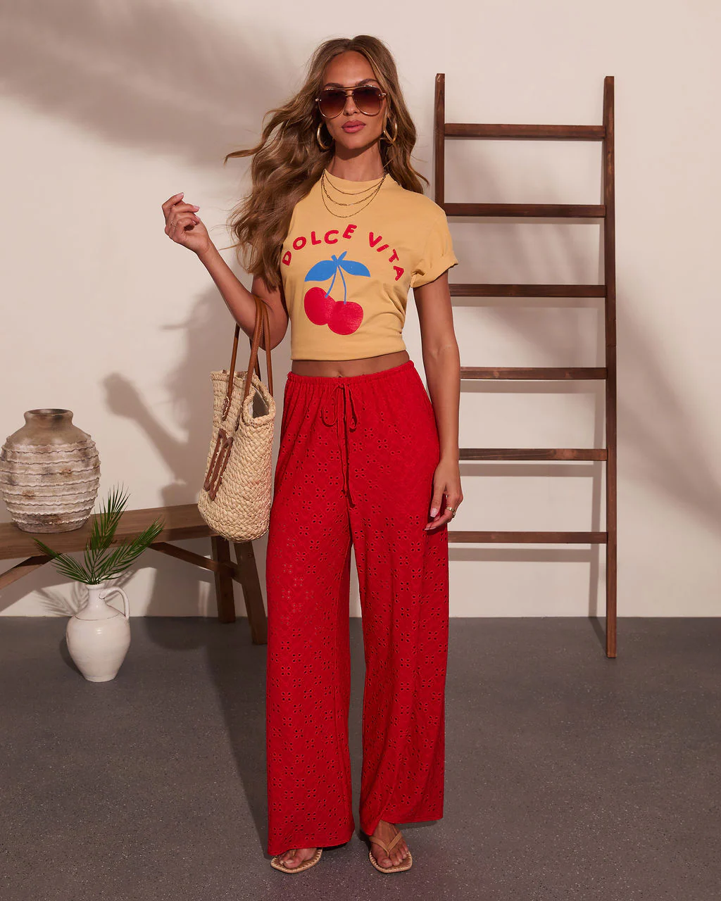 Dolce Vita Cherry Cotton Short Sleeve Graphic Tee