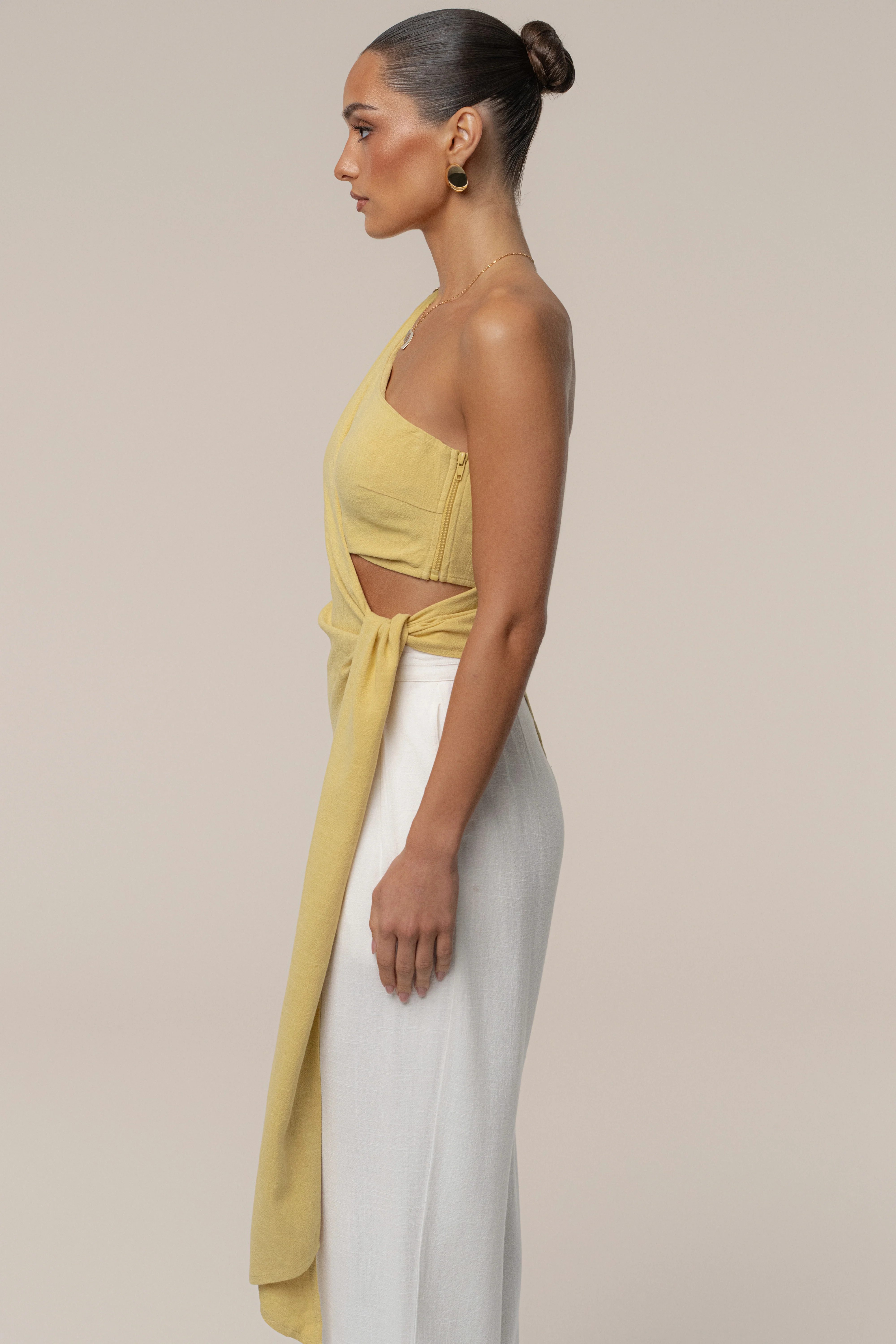 Yellow Palmera One Shoulder Top