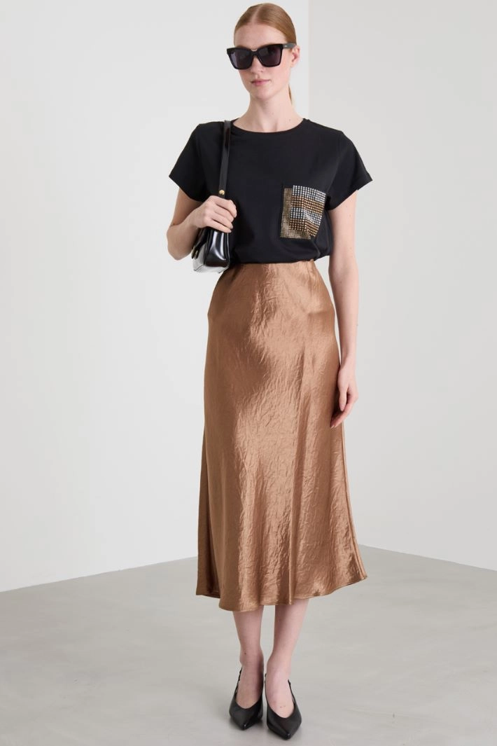 Rhinestone-detailed T-shirt - BLACK