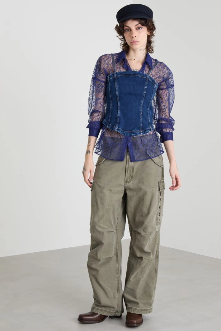 Gabardine cargo trousers - KHAKI GREEN