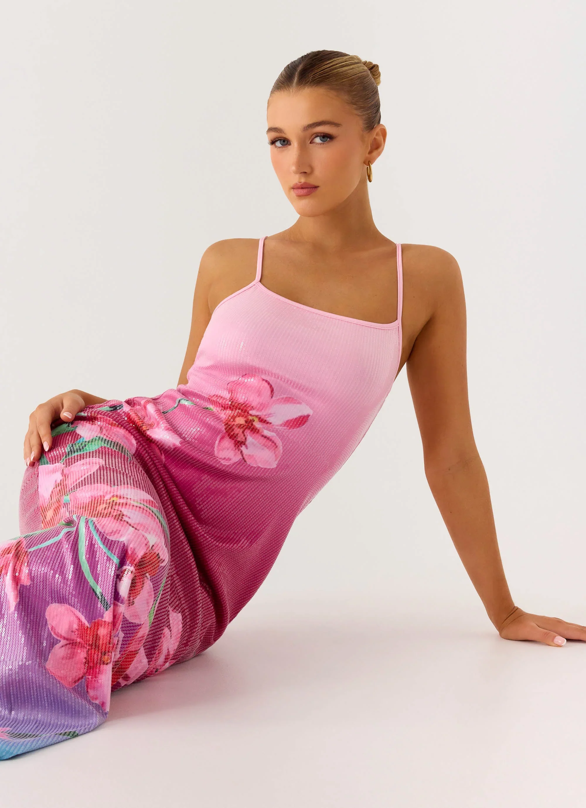 Ariaz Sequin Maxi Dress - Ombre Reef