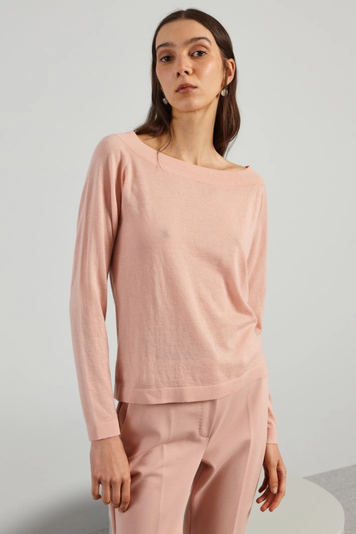 Boat neck sweater - PASTEL PINK