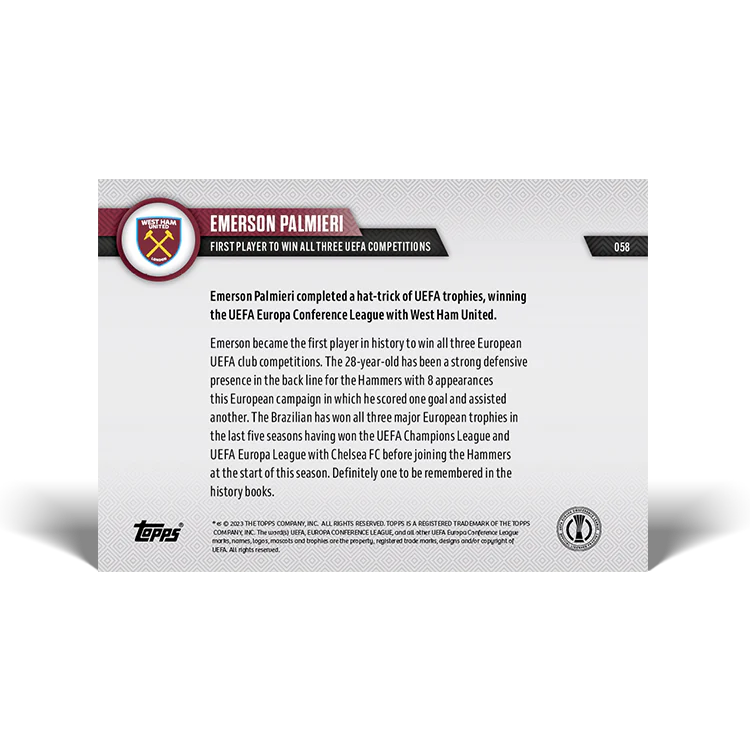 Topps UK - First player to win all three UEFA competitions - ECL TOPPS NOW® Card #58