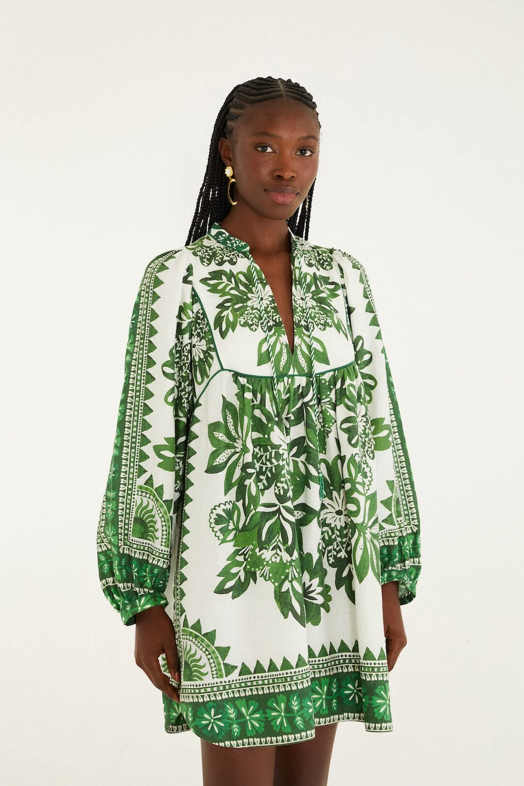 Green Flora Tapestry Mini Dress