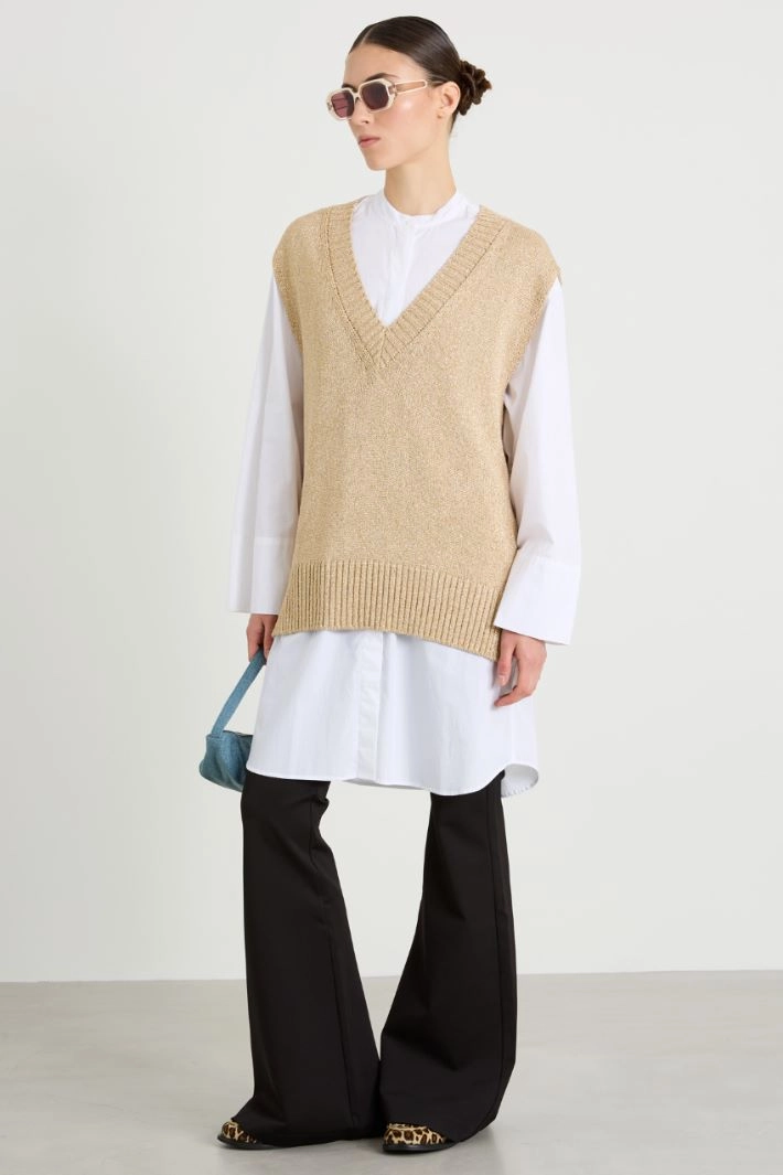 Jersey flare trousers - BLACK