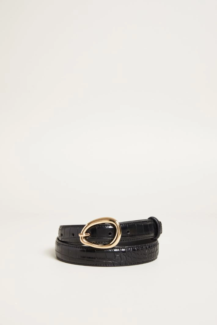 Croc print belt - BLACK