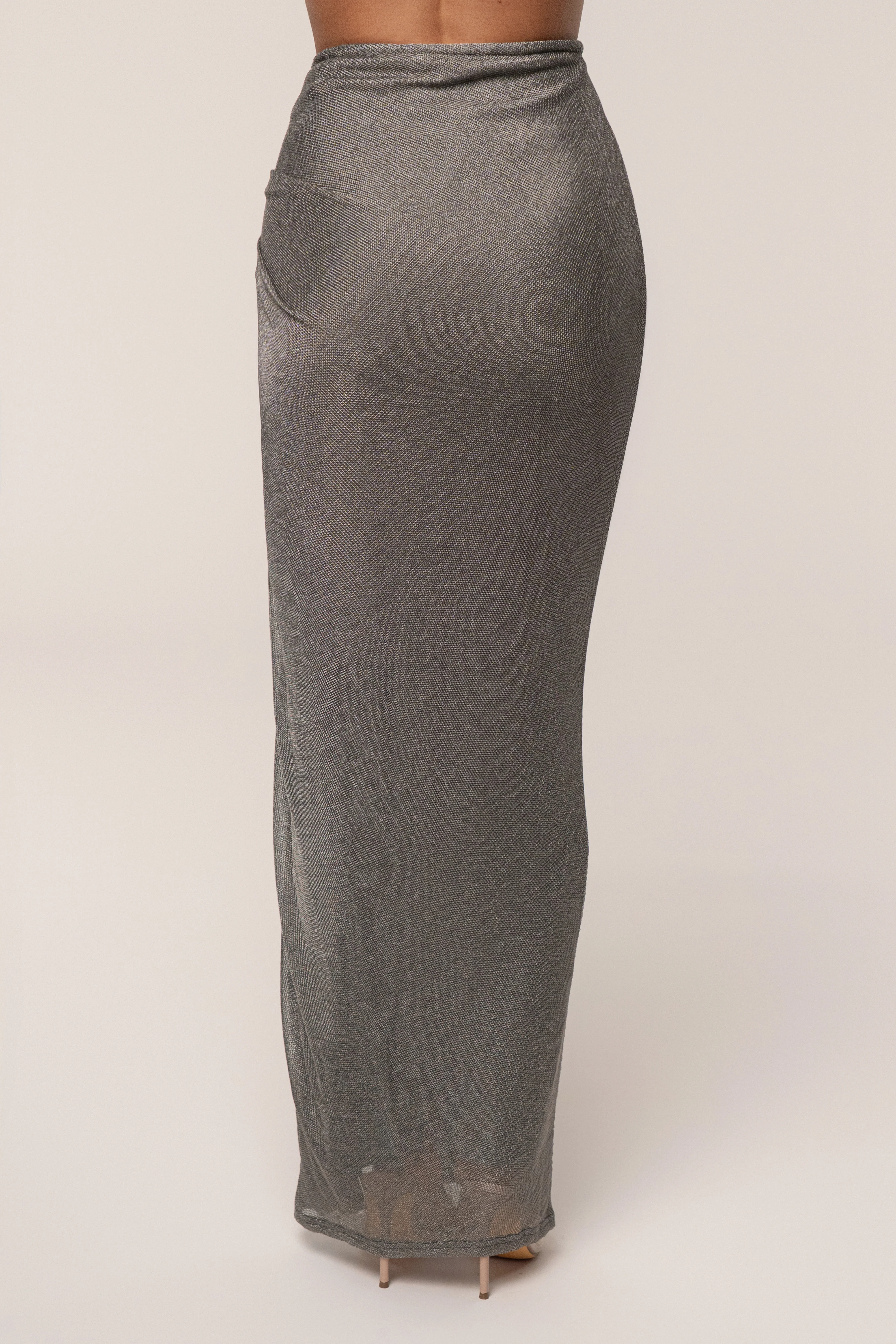 Silver Noelia Metallic Slit Skirt