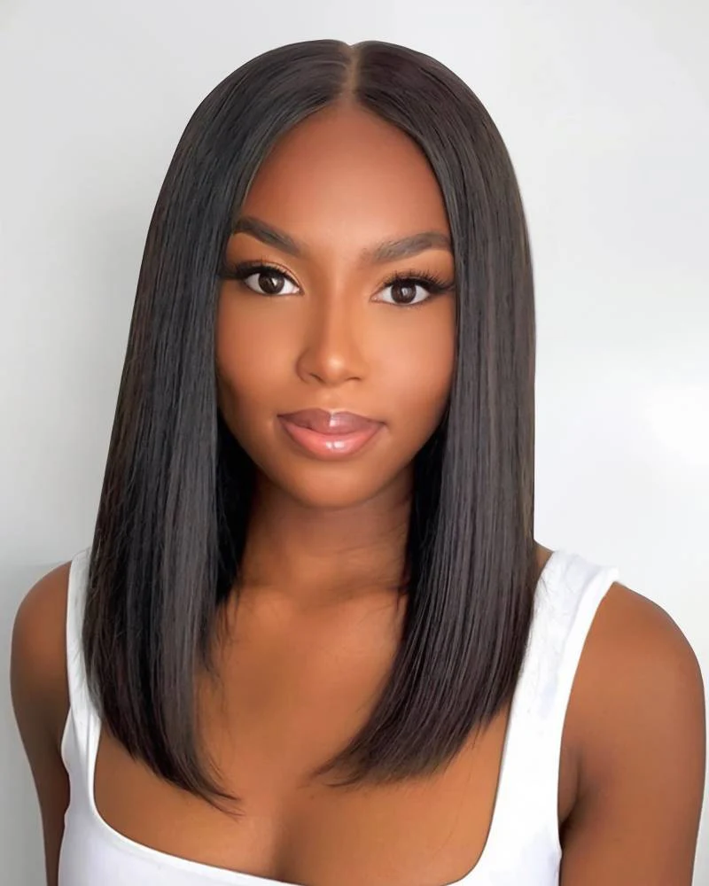 Ophirawig 6 Inches Deep Part Natural Black Straight Bob Wig 100% human hair wig