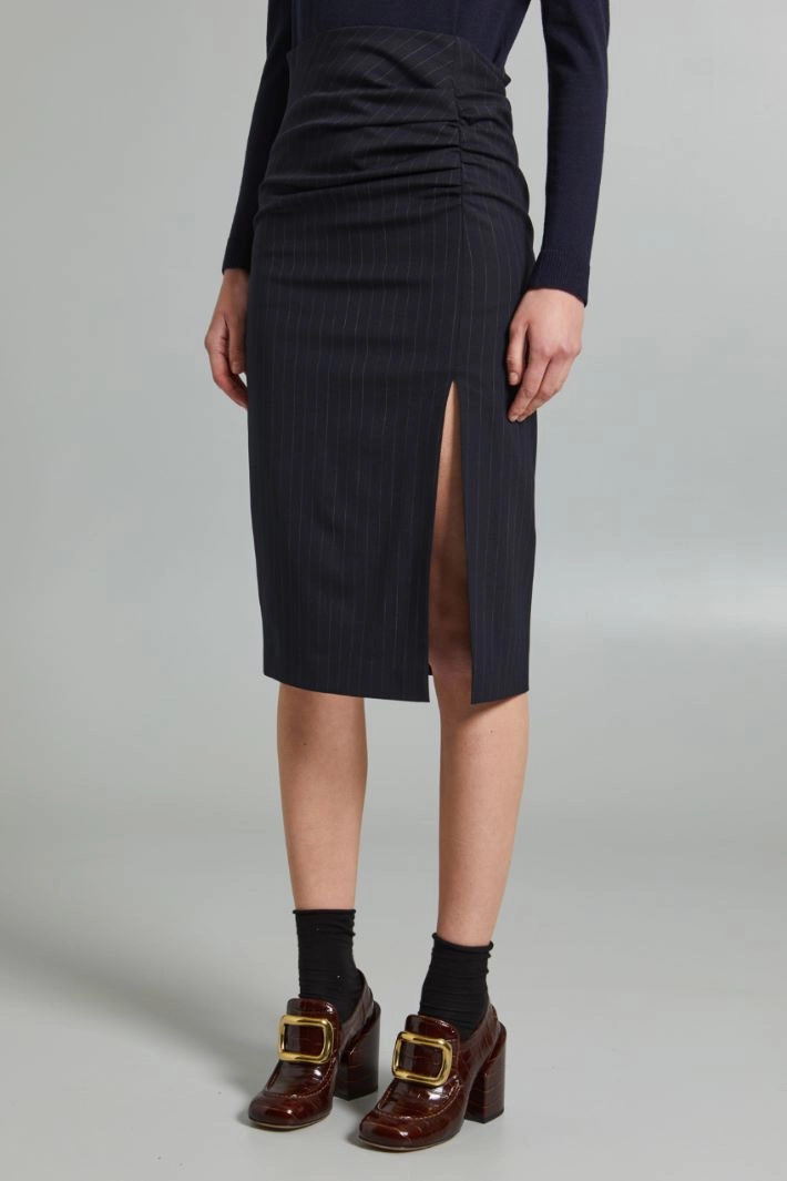 Slit-embellished pencil skirt - NIGHT BLUE