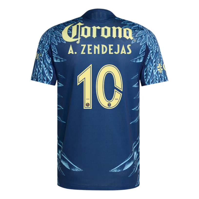 A. Zendejas Men's Club América 25/26 Authentic Away Jersey (Blue)