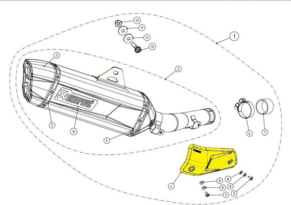 Protection échappement Akrapovic Visière Pièce rechangeRef : SA00493A / 18602183