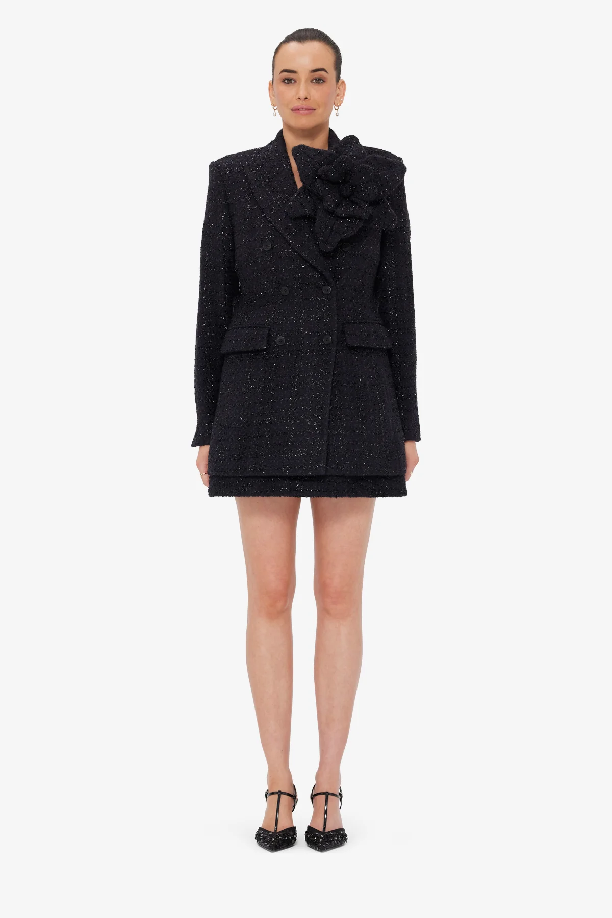 Jazlyn Tweed Blazer - Ebony