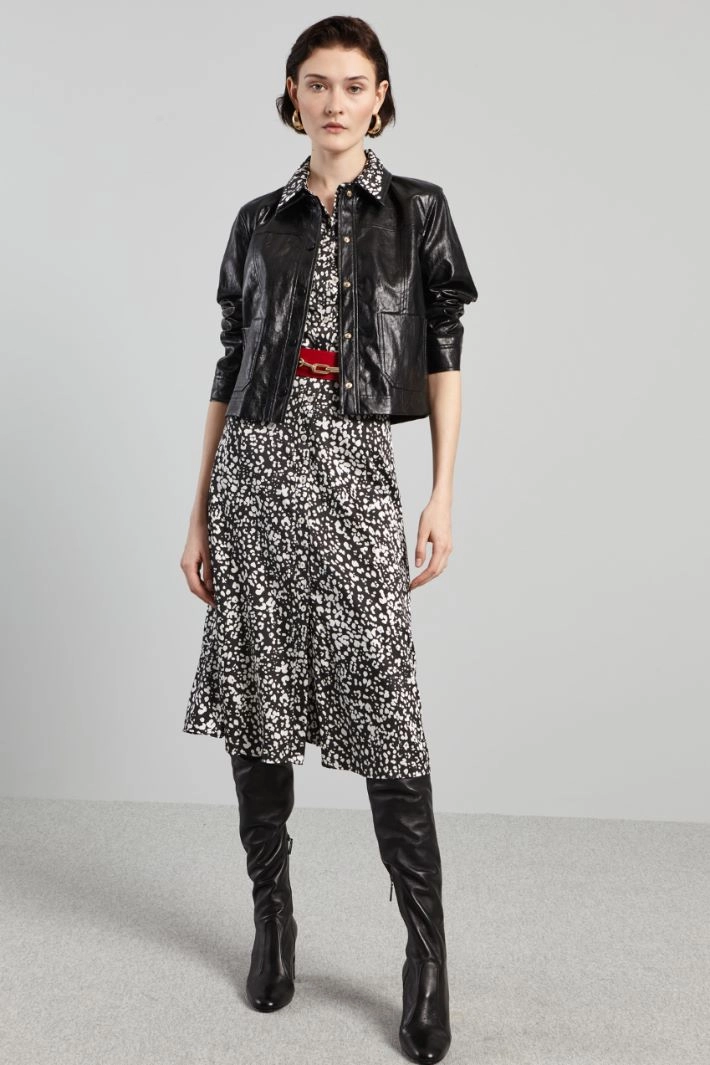 Twill chemisier dress - BLACK WHITE