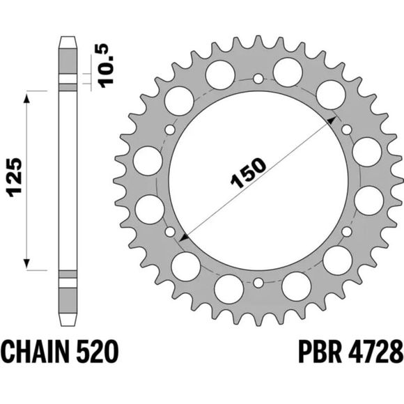 Couronne PBR acier C45 standard 4728 - 520Ref : PBR01455A / 1096610002