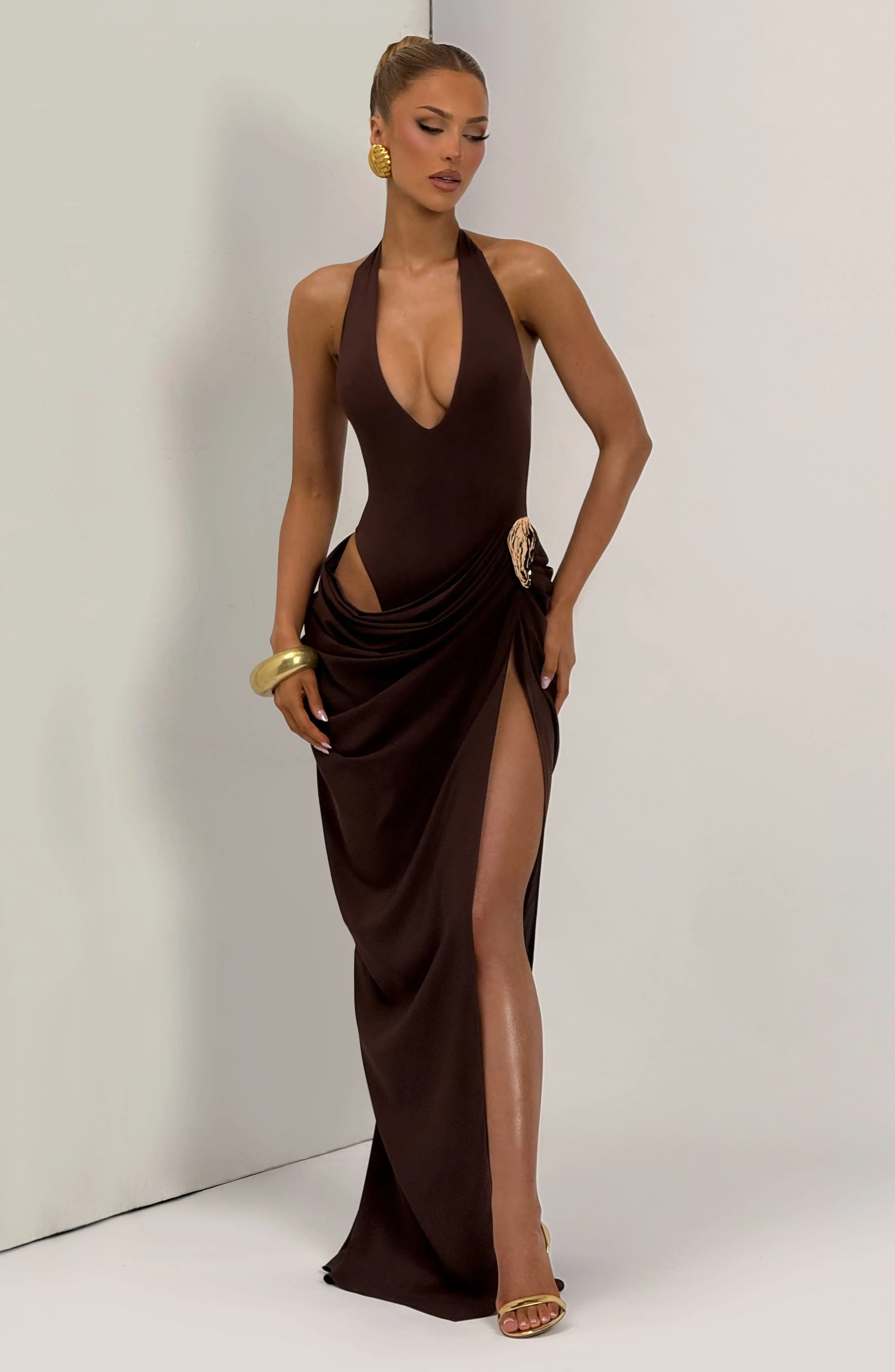 Adele Maxi Dress - Plum Brown