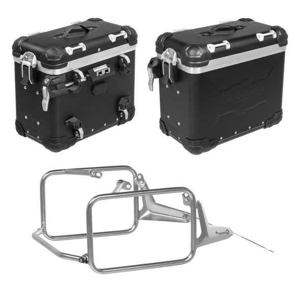 Touratech suitcase Complete kit ZEGA Evo 38/38 - Gray support included - Black anodizedBMW 1300 R 1300 GS - 2023 - 2026Ref: Trt01295A / 01-035-6812-0