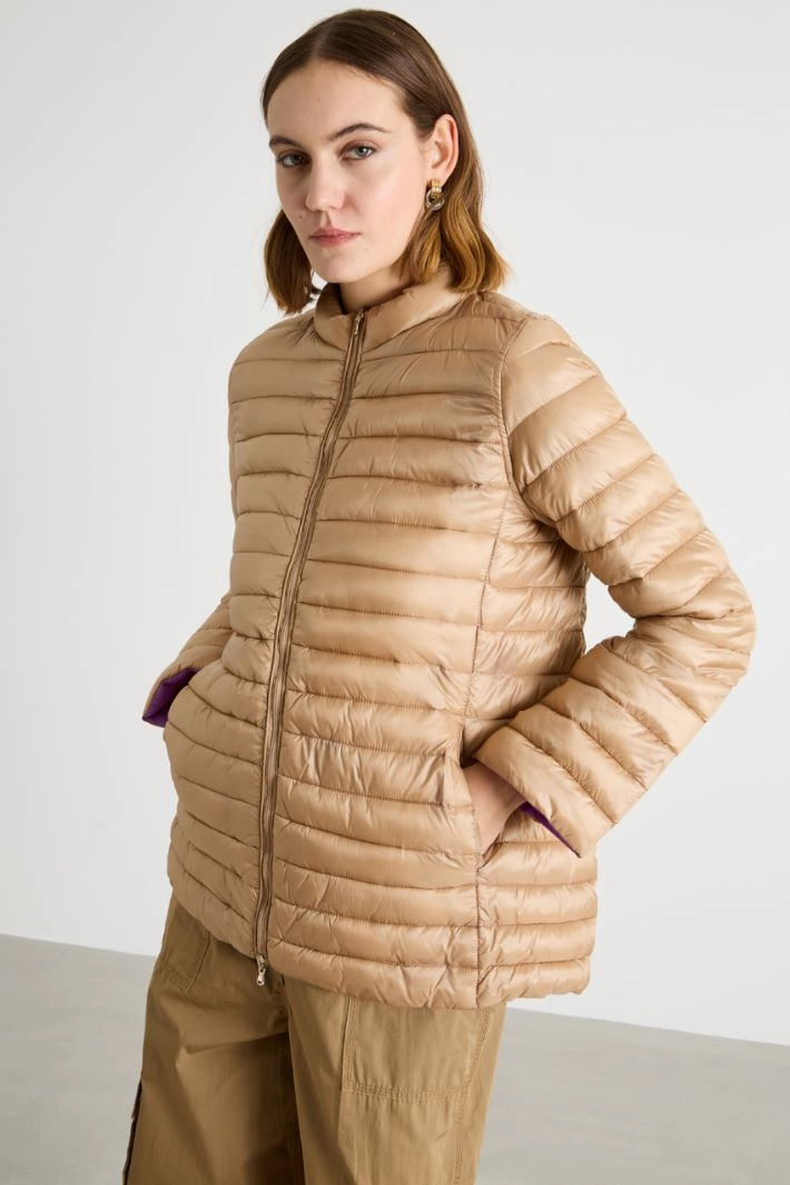 Two-tone reversible padded jacket - CAMEL PURPLE
