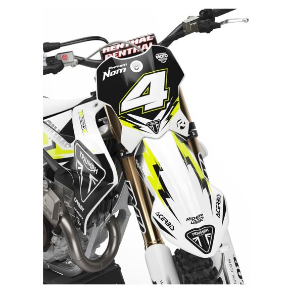 Kit déco RiderUnik GRIF - Blanc / NoirTRIUMPH 250 TF 250-X - 2024 - 2026Ref : RU2651 / TRI-GRIF-1