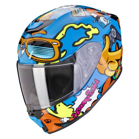 Casque intégral Scorpion Exo EXO-JUNIOR- FUN - Bleu / OrangeRef : SC1002