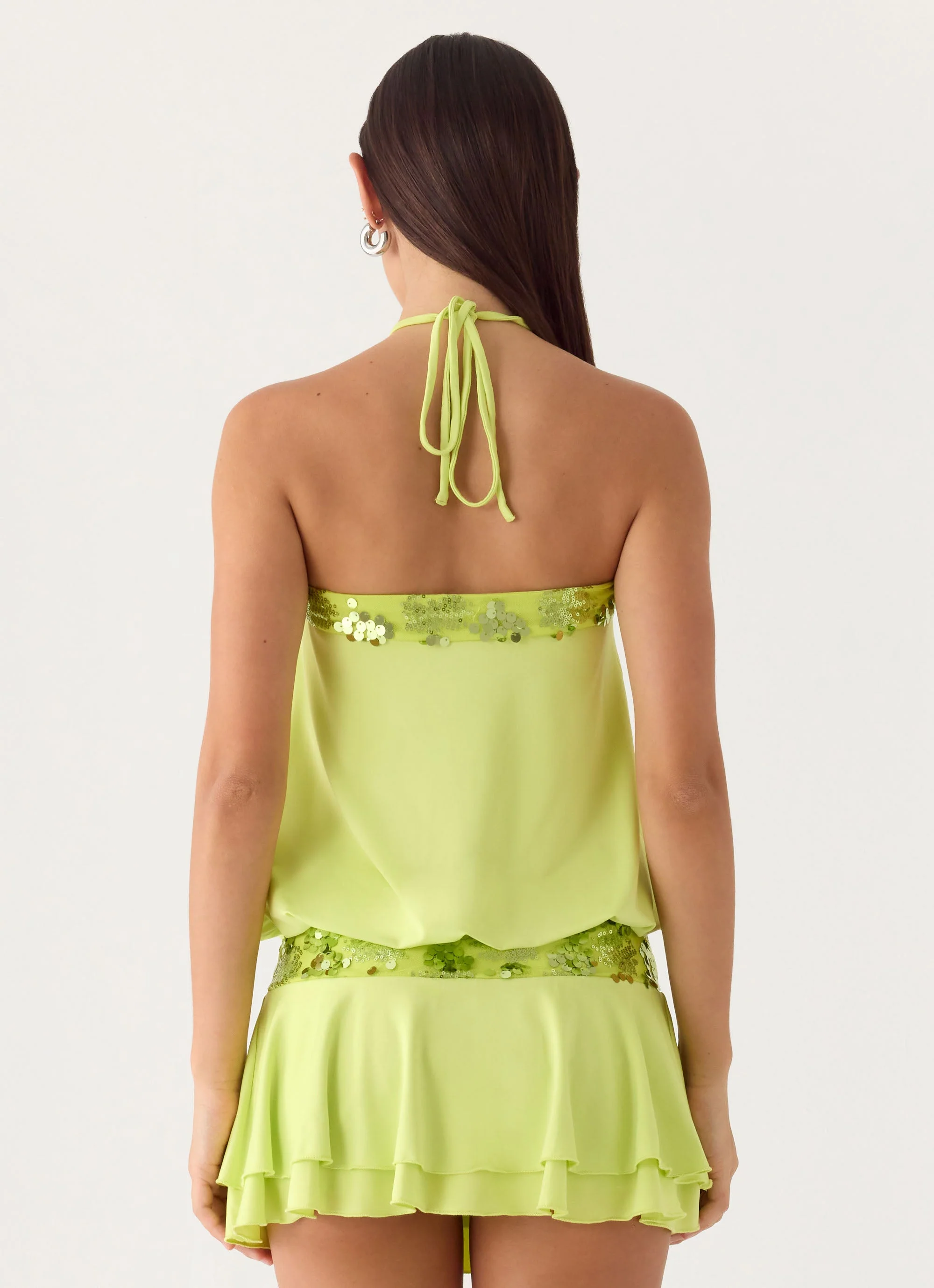 Gala Sequin Mini Dress - Lime