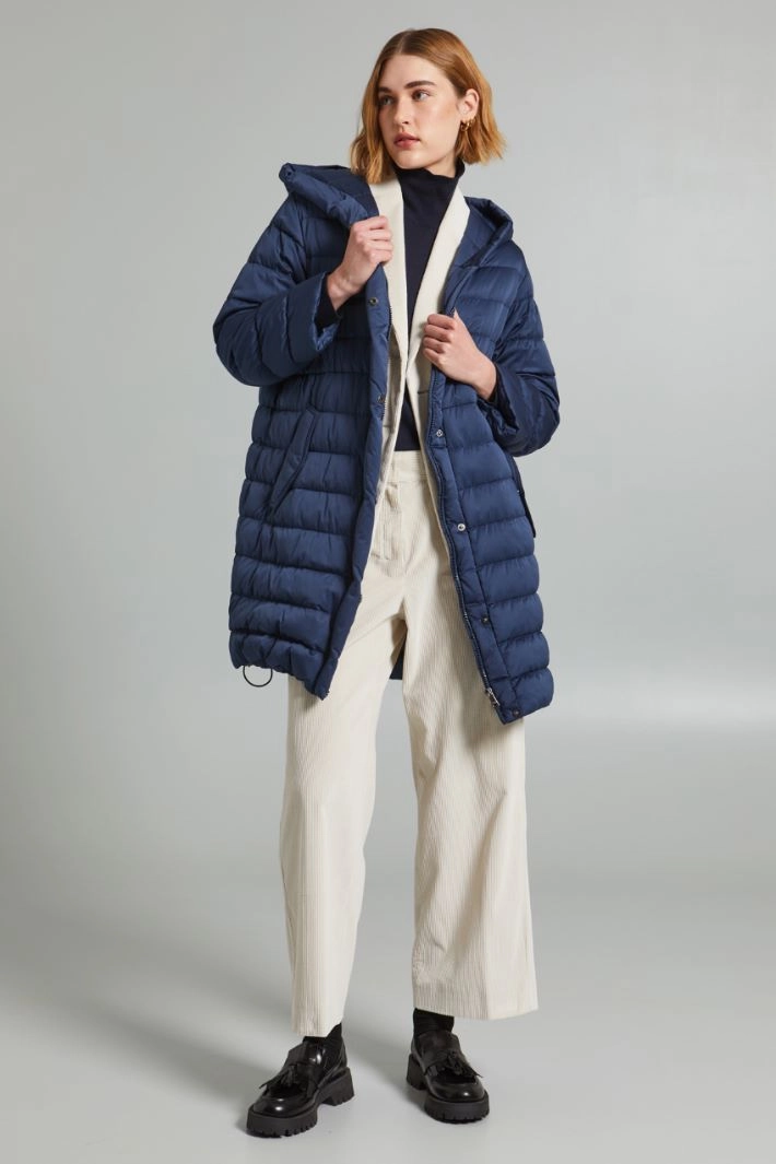 Washed-effect down coat - BLUE