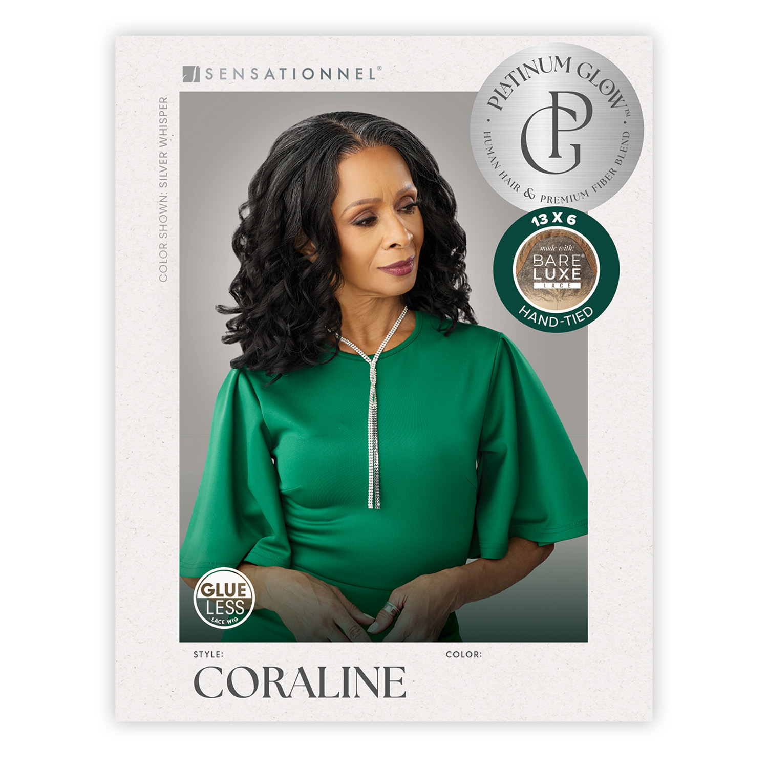 Sensationnel Human Hair Blend Lace Front Wig BareLace Glueless 13X6 Platinum Glow Coraline