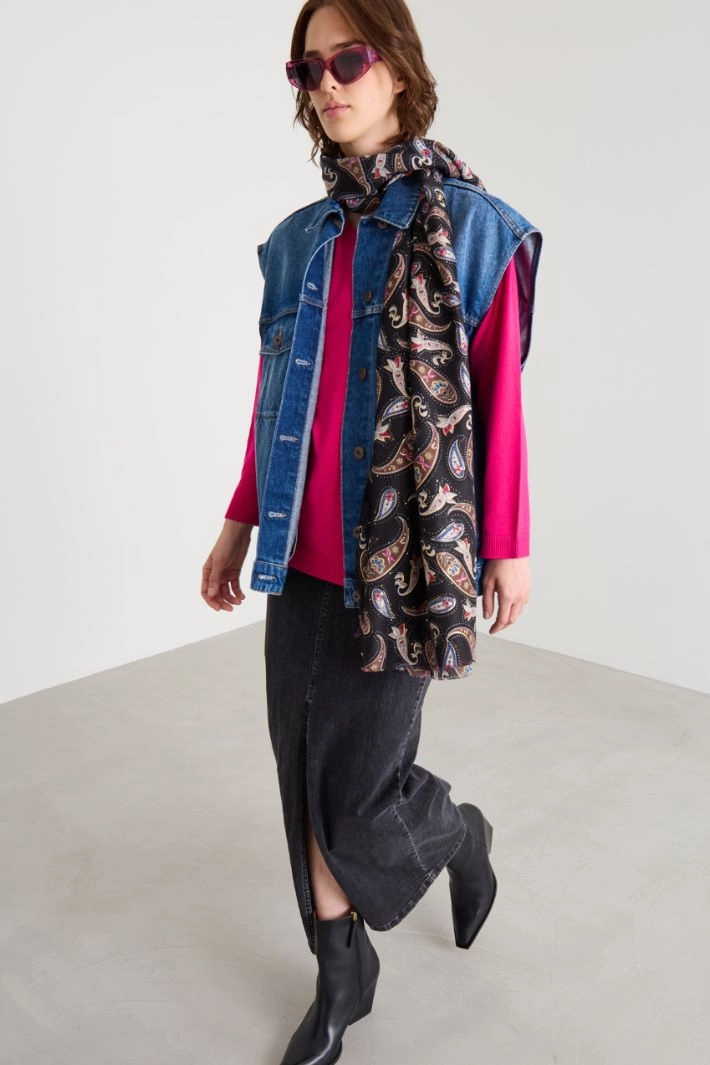 Patterned stole - BLACK