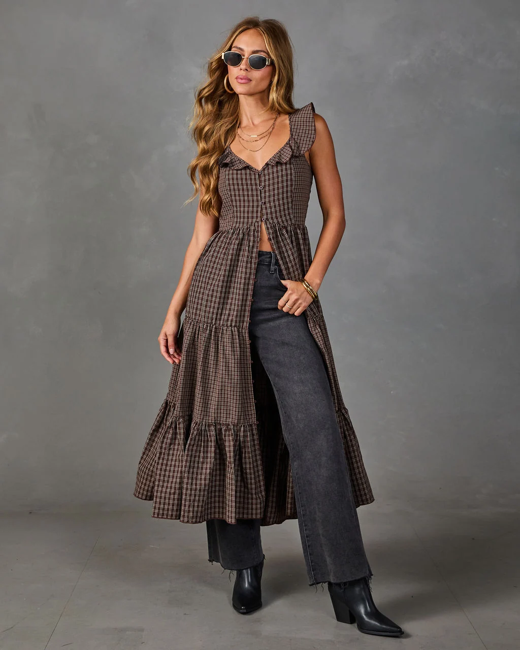 Harvest Darling Plaid Maxi Top