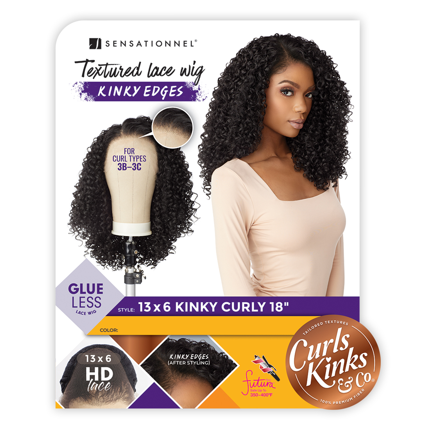 Sensationnel HD Lace Front Wig Curls Kinks N Co Glueless Kinky Edges 13X6 Kinky Curly 18