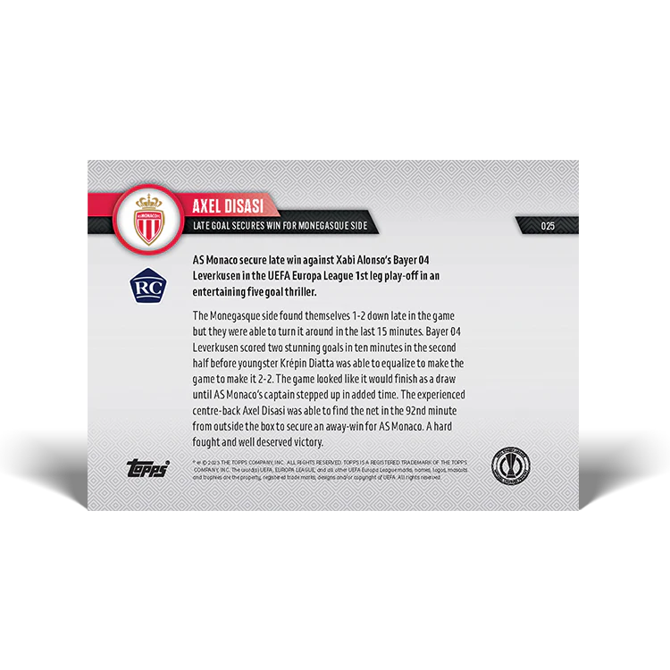 Topps UK - Late goal secures win for French side - EL TOPPS NOW® Card #25
