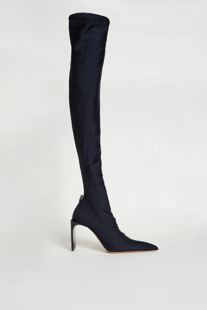 Stretch-fabric high boots - BLACK