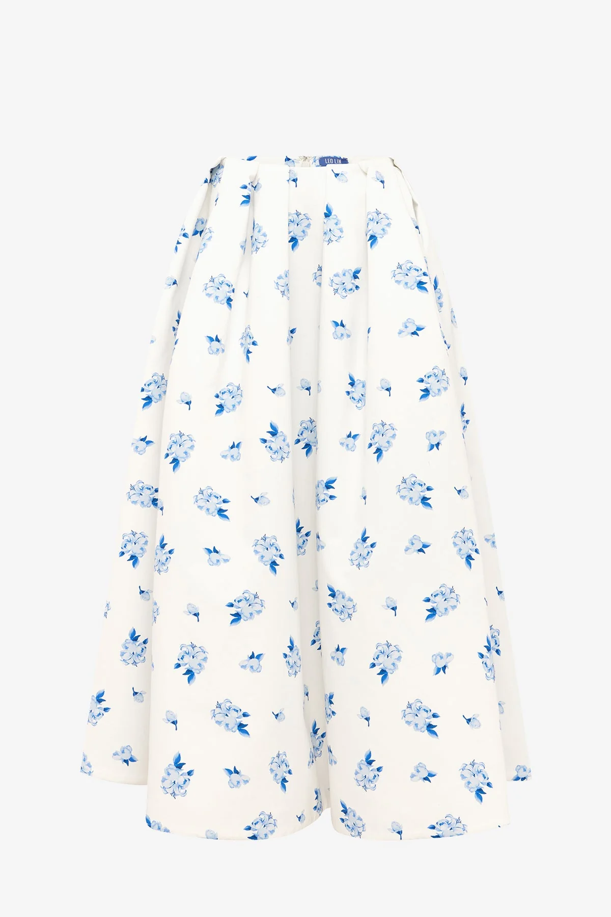 Victoria Puff Maxi Skirt - Ditsy Floral Print in Snow