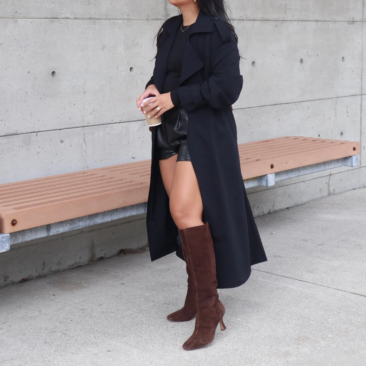 GYRA WIDE CALF BOOTS DK BROWN SUEDE