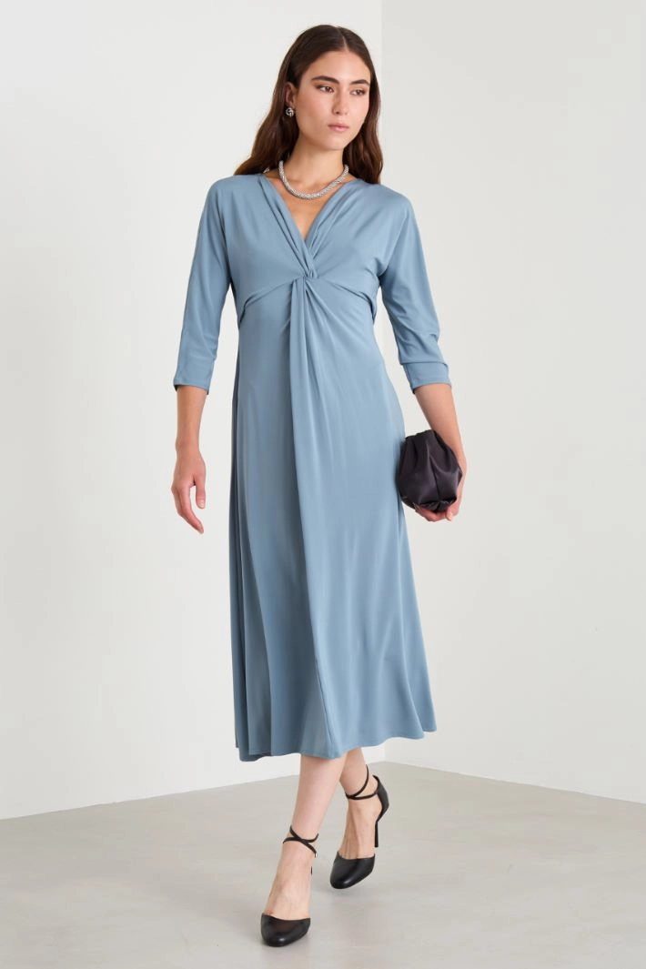Midi dress in viscose blend jersey - POWDER LIGHT BLUE