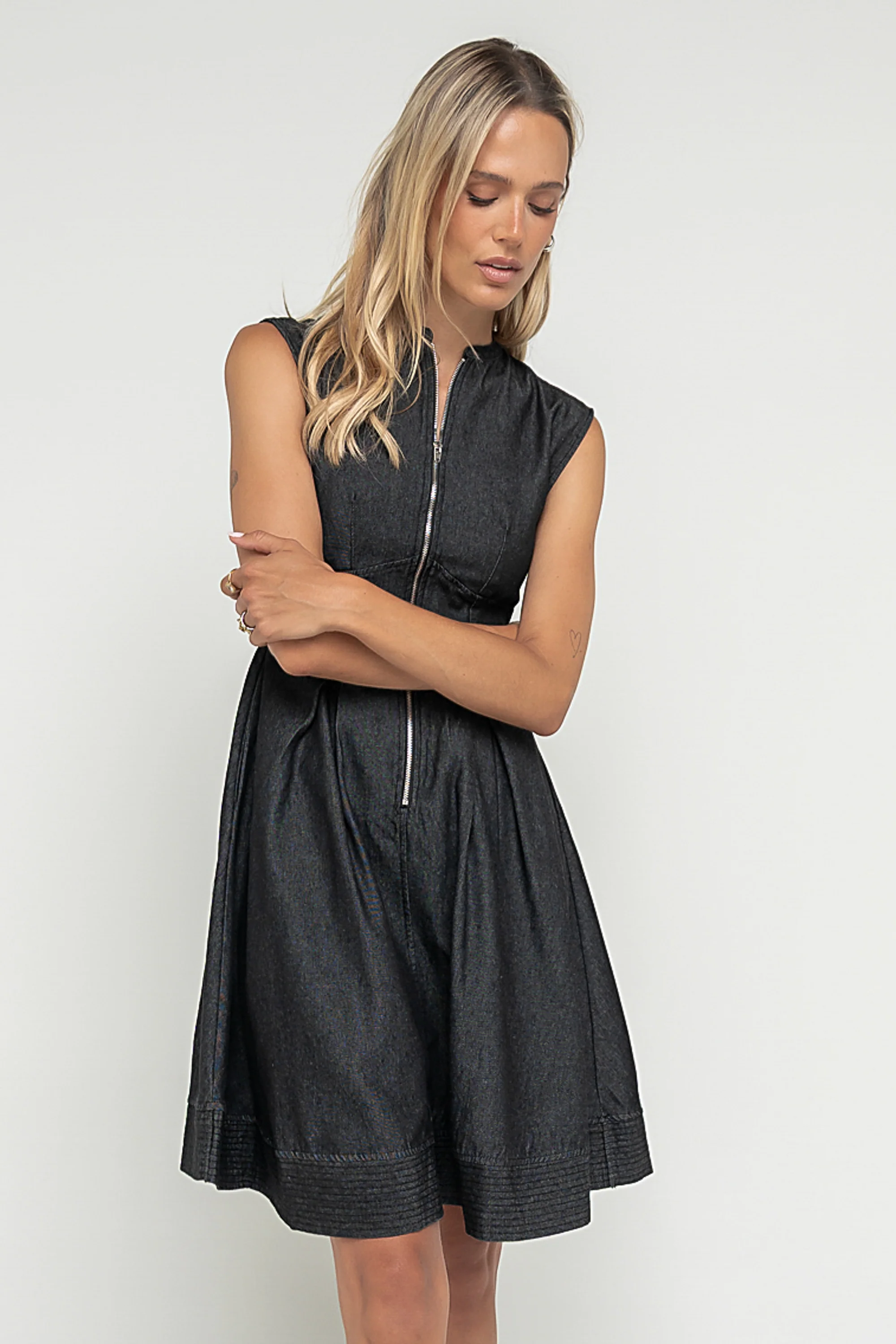 Jacee Denim Dress in Black