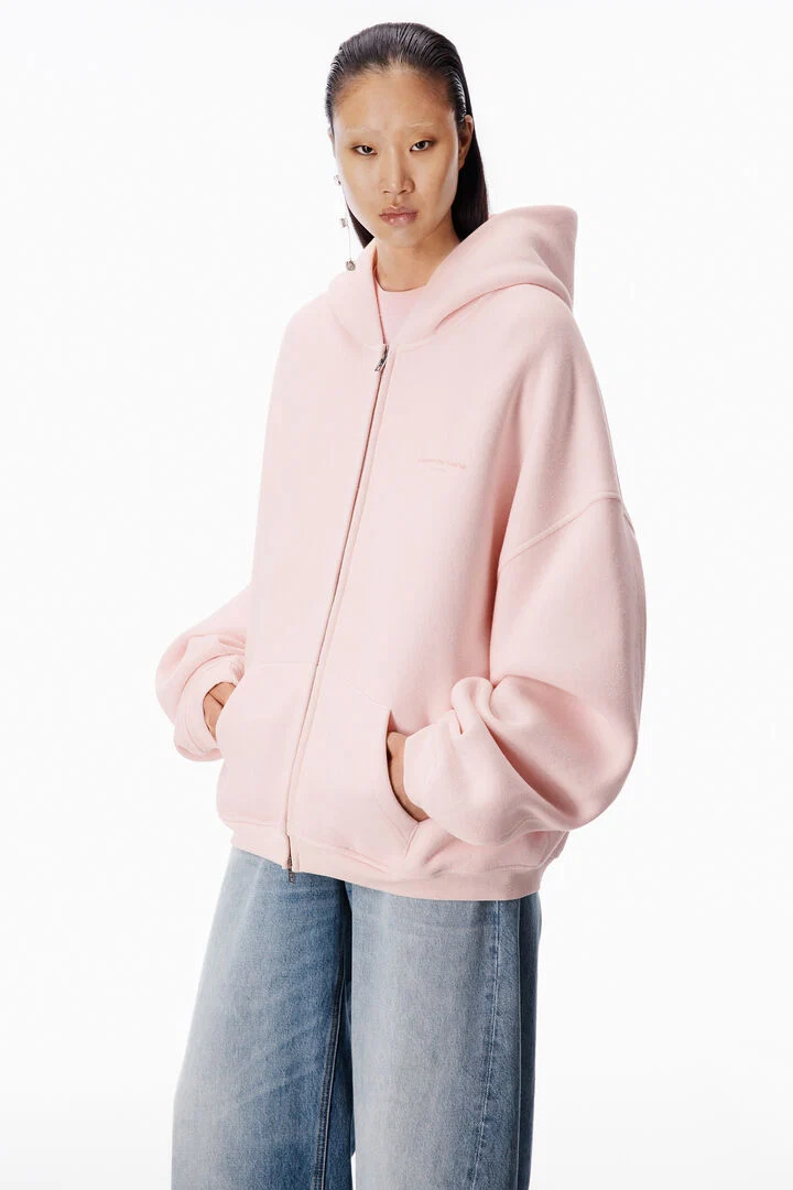 all-over crystal zip up hoodie