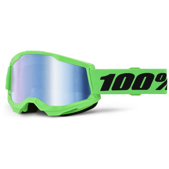 100% STRATA 2 cross mask Fluo Green- Mirror Blue 2026 - GreenRef: CE1595 / 50028-10027