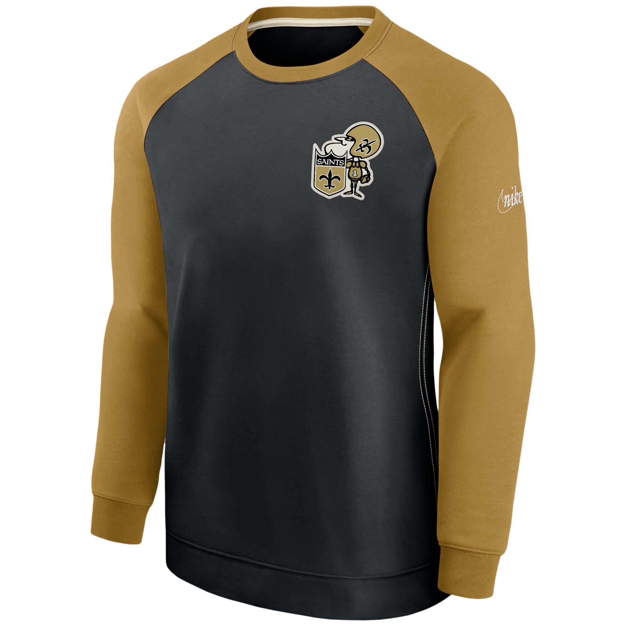 New Orleans Saints Raglan NFL Throwback Nike Crewneck Pullover